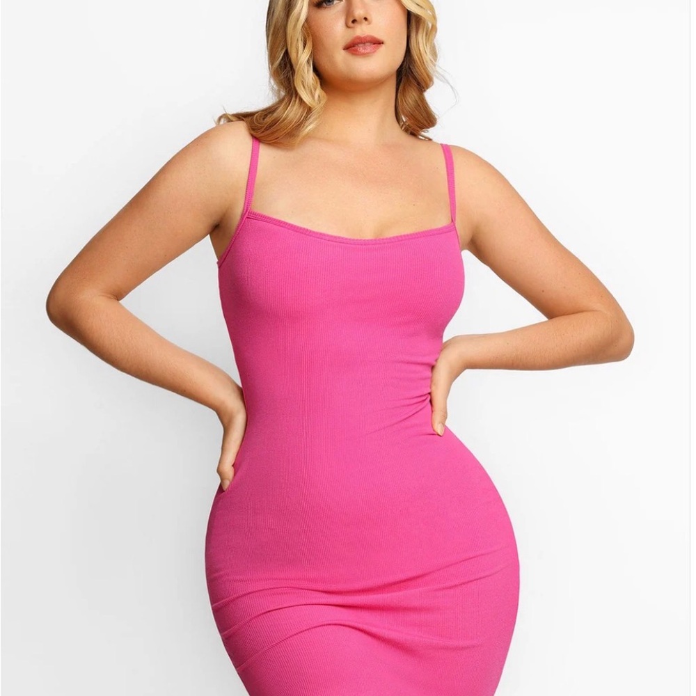 Popilush shape wear Spaghetti Strap Mini Dress in Fuchsia